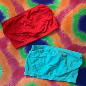 BRAND NEW Never Worn Red and Seafoam Bandeaus Size M